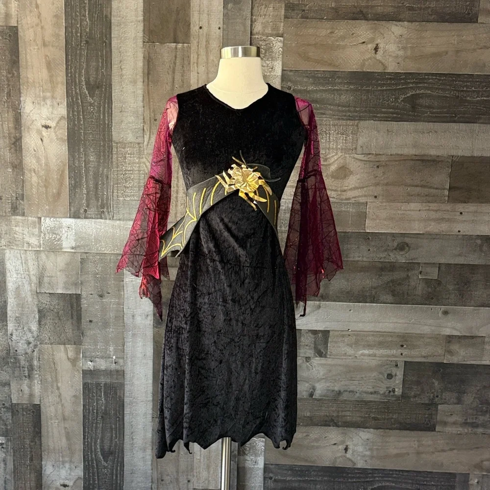 Vampire princess dress costume girls medium sparkly spiderweb Halloween party